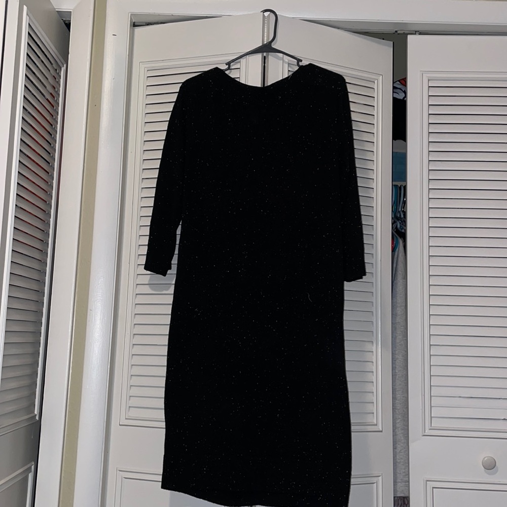 Loft Black Speckled Boat Neck Sweater Dress